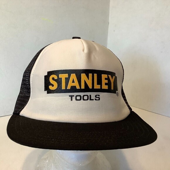 Vintage Stanley Tools Mesh Snapback Trucker Hat The Winner Tag White/Black - Picture 1 of 8